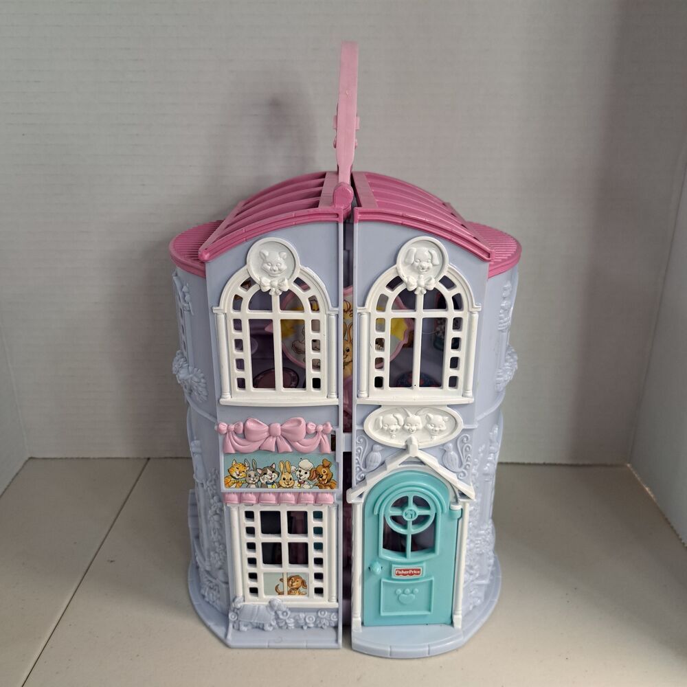 Fisher-Price Vintage 2002 Sweet Street Pet Parlor Folding Salon Toy Playset
